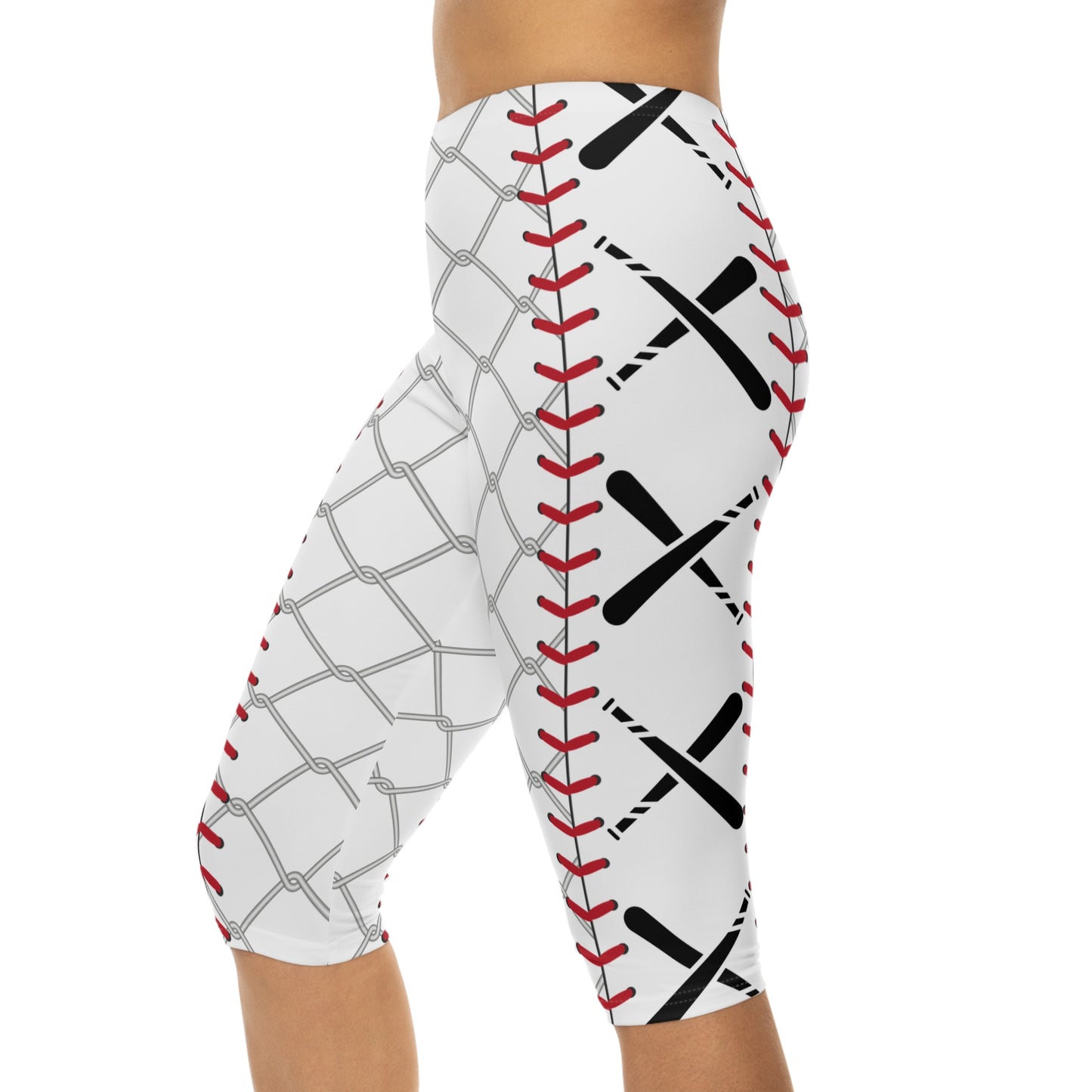 Cage Life Women's Capri Leggings - Sports Baseball Design for Active Lifestyle