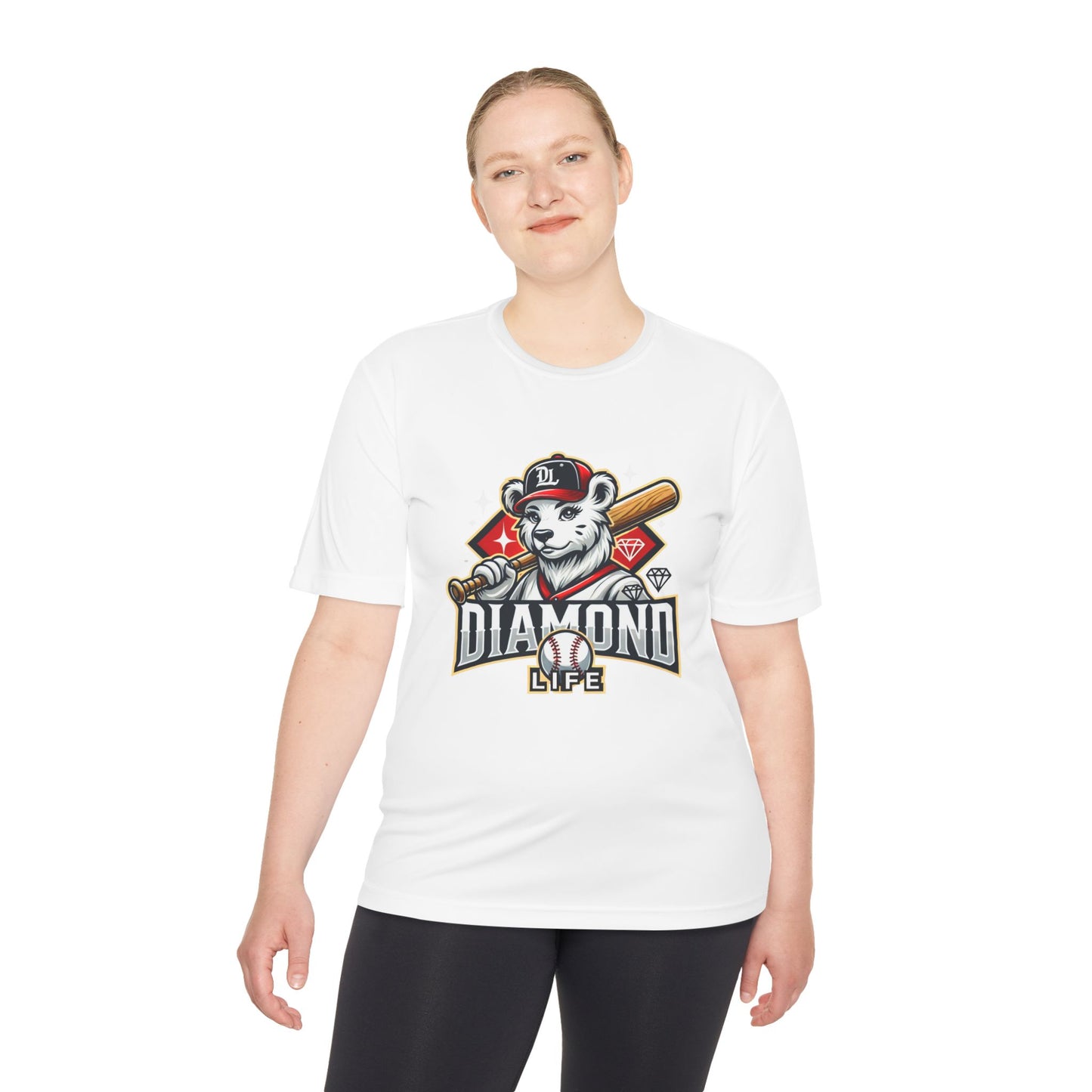 Diamond Life Bear Baseball Moisture Wicking Tee - Perfect for Sports Events and Family Activities