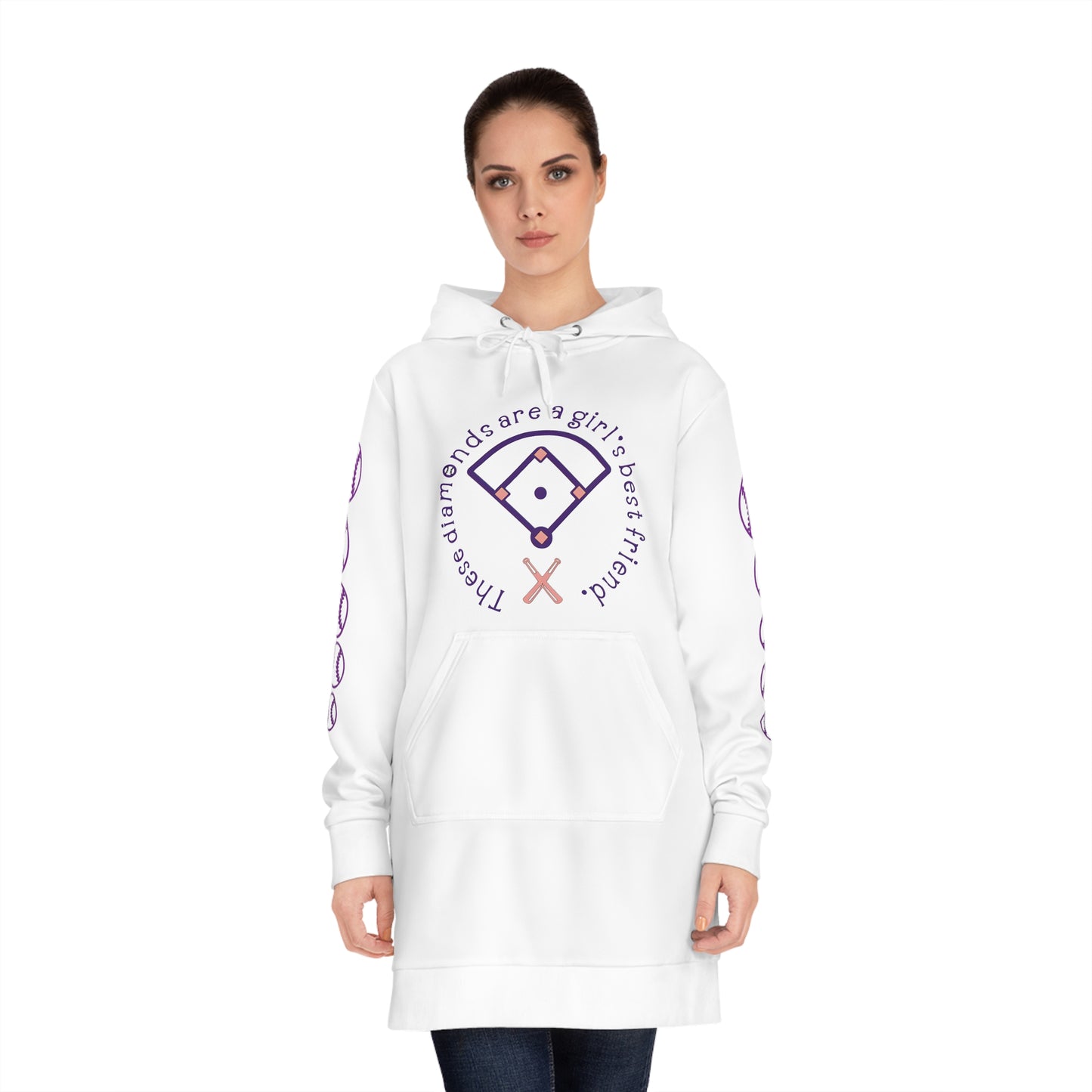 Women's Hoodie Dress - These Diamonds Are a Girl's Best Friend