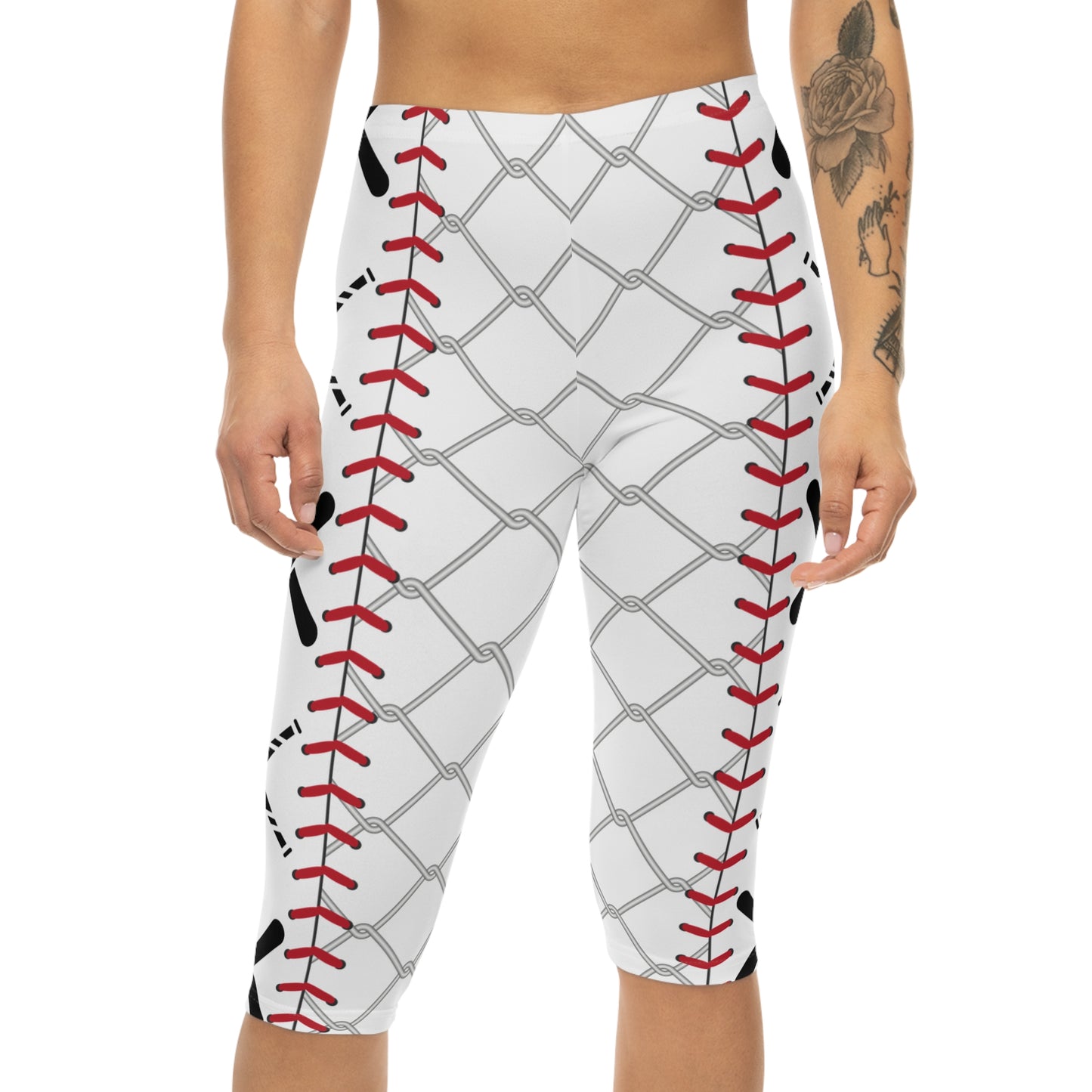 Cage Life Women's Capri Leggings - Sports Baseball Design for Active Lifestyle
