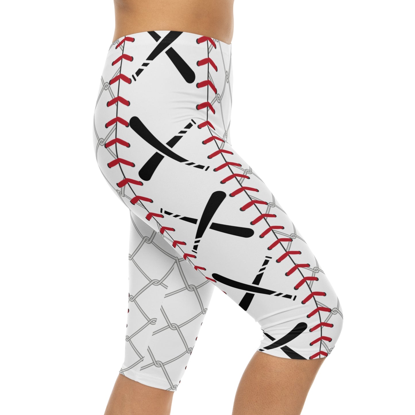 Cage Life Women's Capri Leggings - Sports Baseball Design for Active Lifestyle