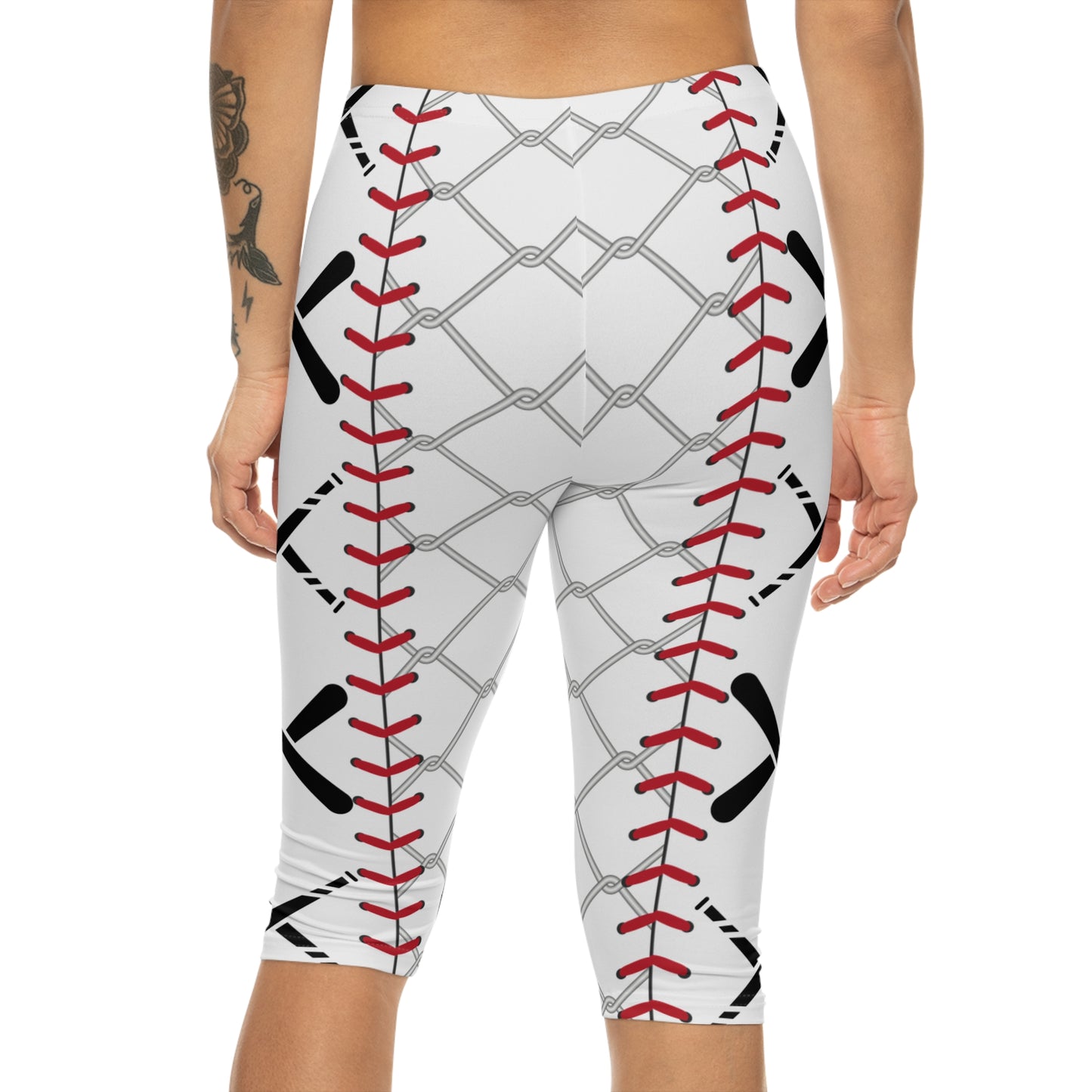 Cage Life Women's Capri Leggings - Sports Baseball Design for Active Lifestyle