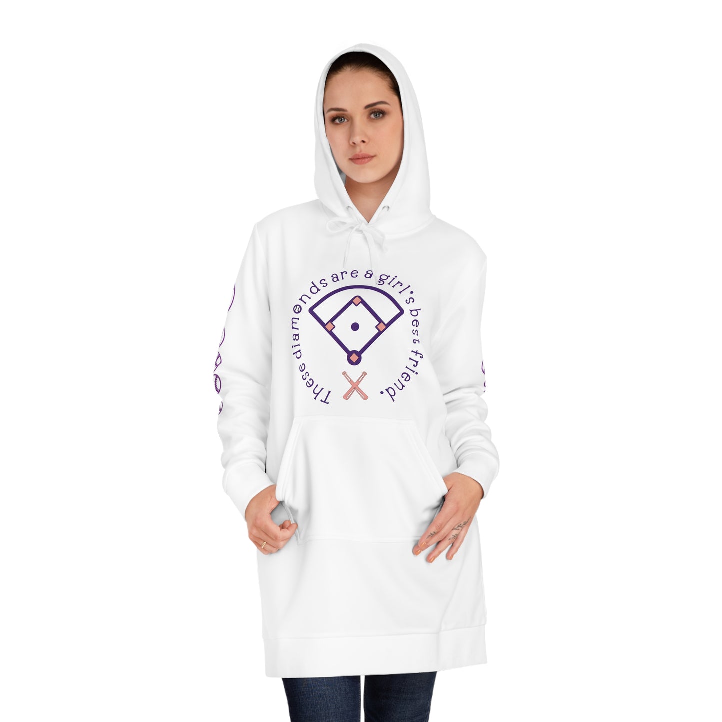Women's Hoodie Dress - These Diamonds Are a Girl's Best Friend