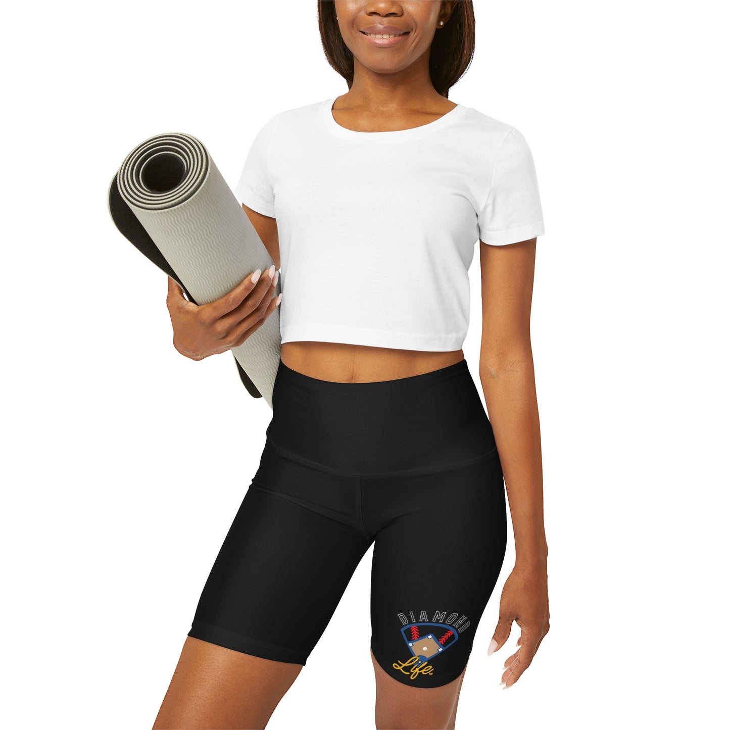 High Waisted Yoga Shorts (AOP)