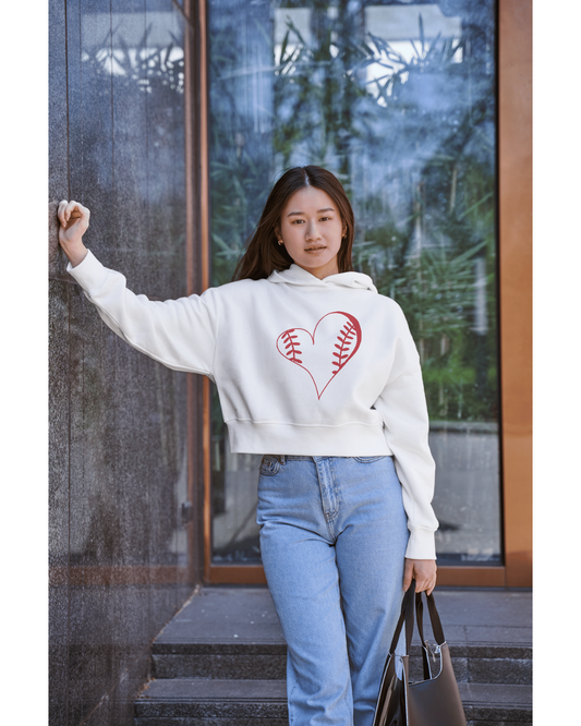 Heart Shaped Baseball Hoodie for Women & Girls | Cute Game Day Baseball Sweatshirt