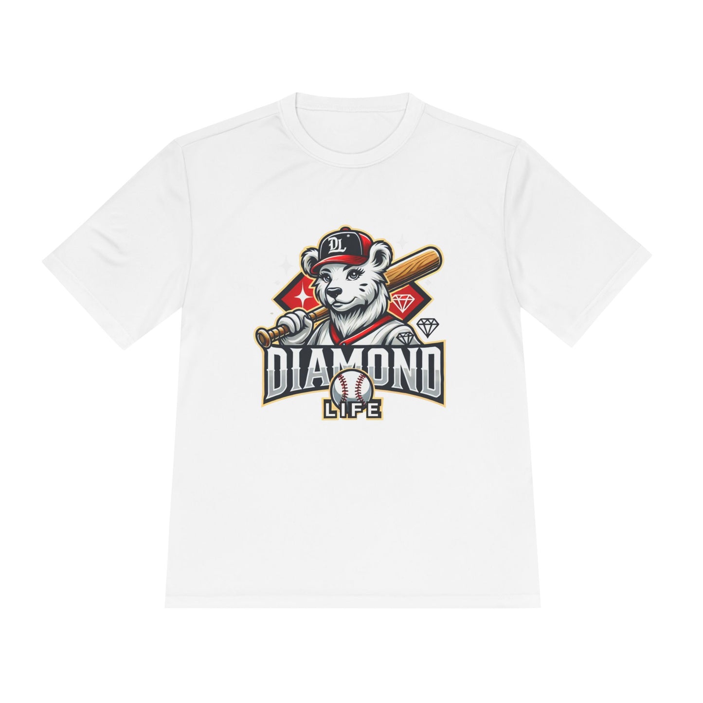 Diamond Life Bear Baseball Moisture Wicking Tee - Perfect for Sports Events and Family Activities
